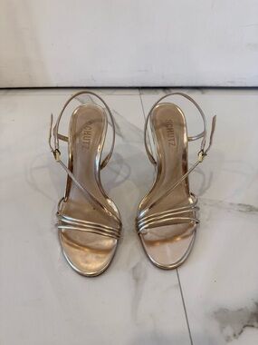 SCHUTZ Rose Gold Strappy Slingback Heels